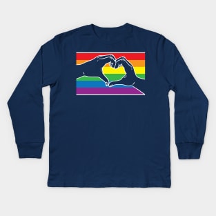 Rainbow Pride Heart Hands Kids Long Sleeve T-Shirt